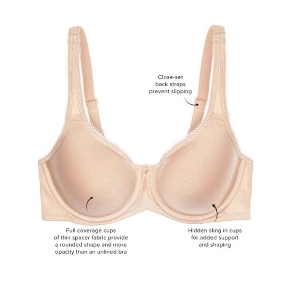 Wacoal Basic Beauty Spacer Underwire T-Shirt Bra, Nude, Size 36DD 853192 - Picture 2 of 11